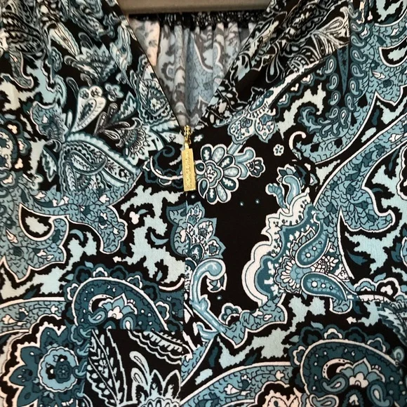 Michael Kors Black, Teal & White Paisley Sleeveless Dress - Picture 5 of 5